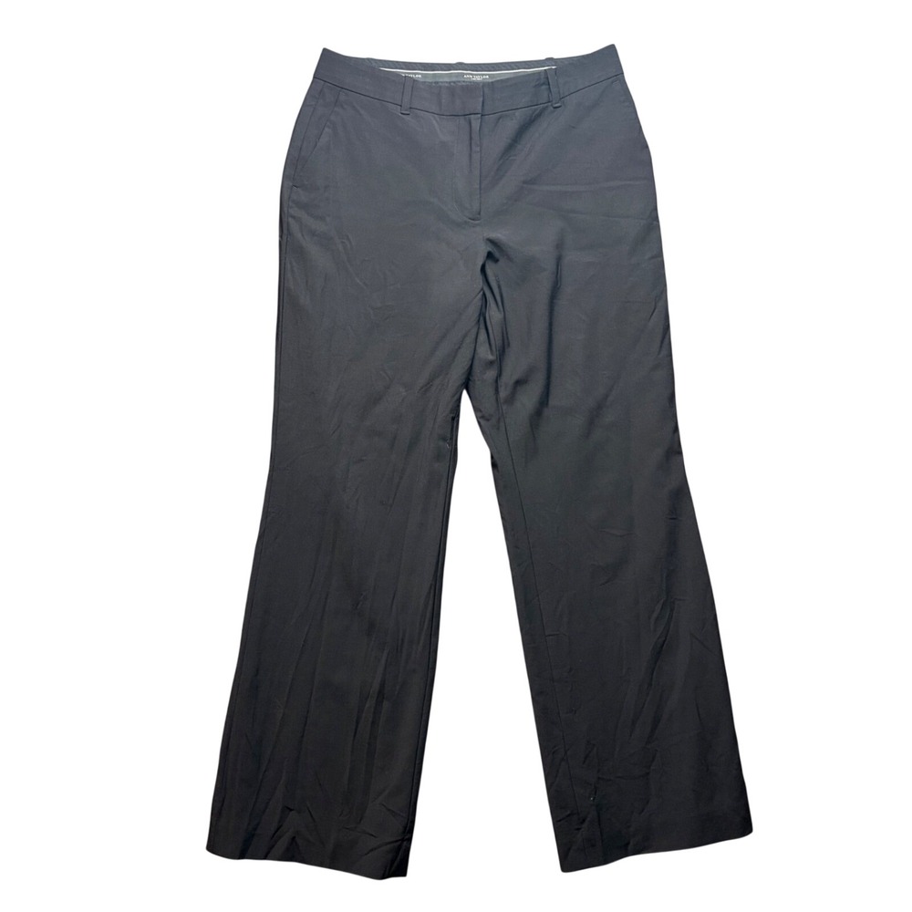 Ann Taylor Dress Pants Women 8P Black Virgin Wool Blend Straight Leg Trousers